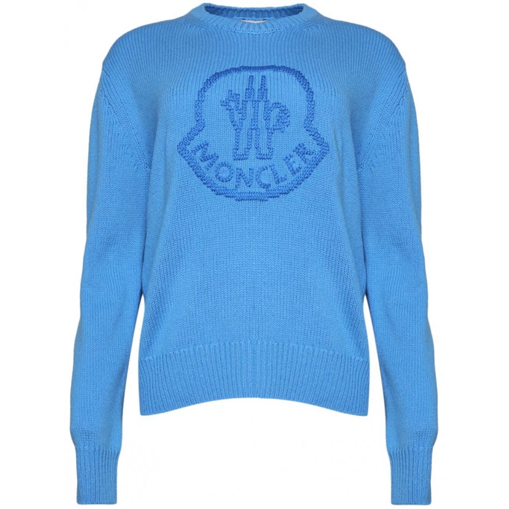 Moncler Logo Crew Neck Jumper Blue MCS28764