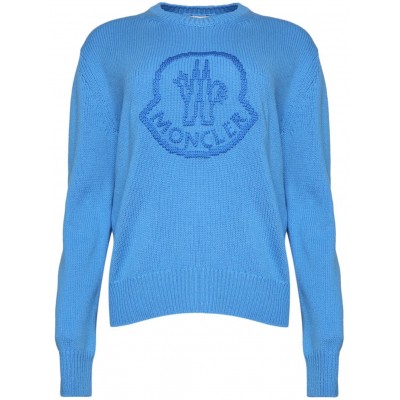 Moncler Logo Crew Neck Jumper Blue MCS28764