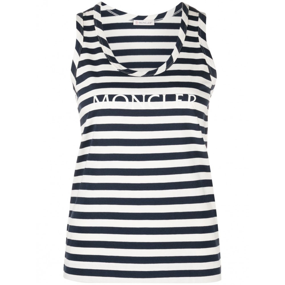 Moncler Striped logo-print Tank Top Blue MCS29535