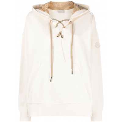 Moncler lace-up Cotton Hoodie Neutrals MCS28699