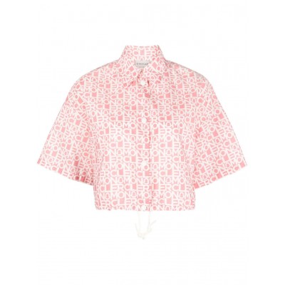 Moncler logo-print Cropped Shirt Pink UKMCS29117