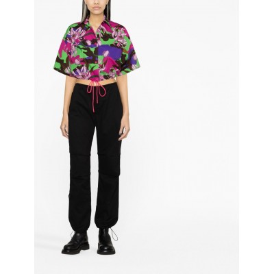 Moncler floral-print Cropped Shirt Pink UKMCS28507