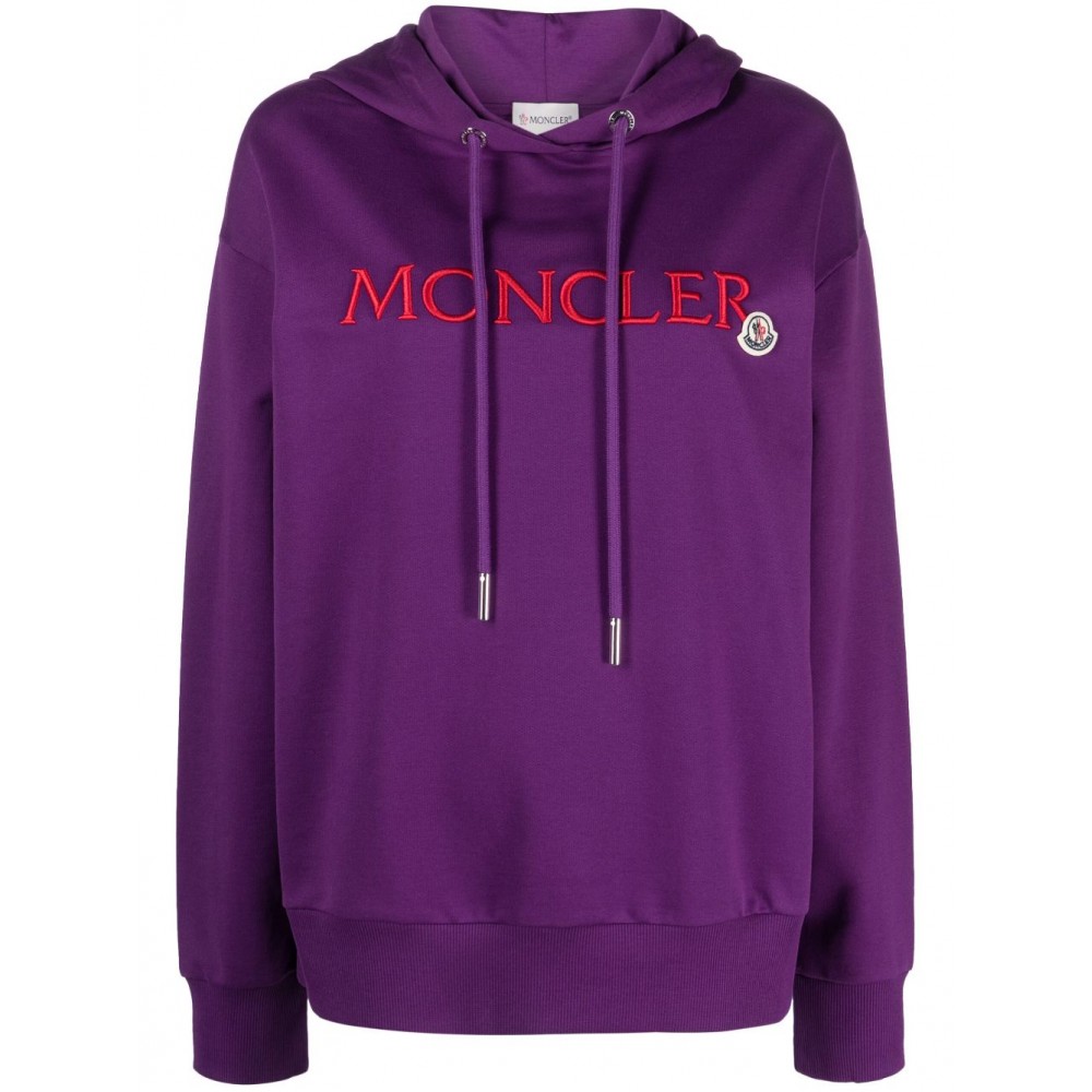 Moncler logo-embroidered Cotton Hoodie Purple MCS28870