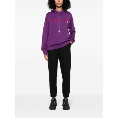 Moncler logo-embroidered Cotton Hoodie Purple MCS28870