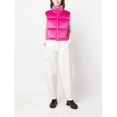 Moncler Blavet logo-patch Chenille Gilet Pink MCS28215