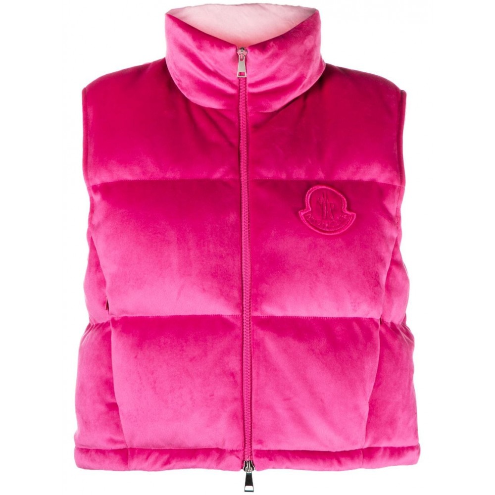 Moncler Blavet logo-patch Chenille Gilet Pink MCS28215