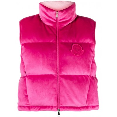 Moncler Blavet logo-patch Chenille Gilet Pink MCS28215