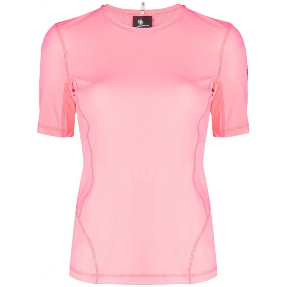 Moncler Activewear logo-patch T-Shirt Pink MCS28023