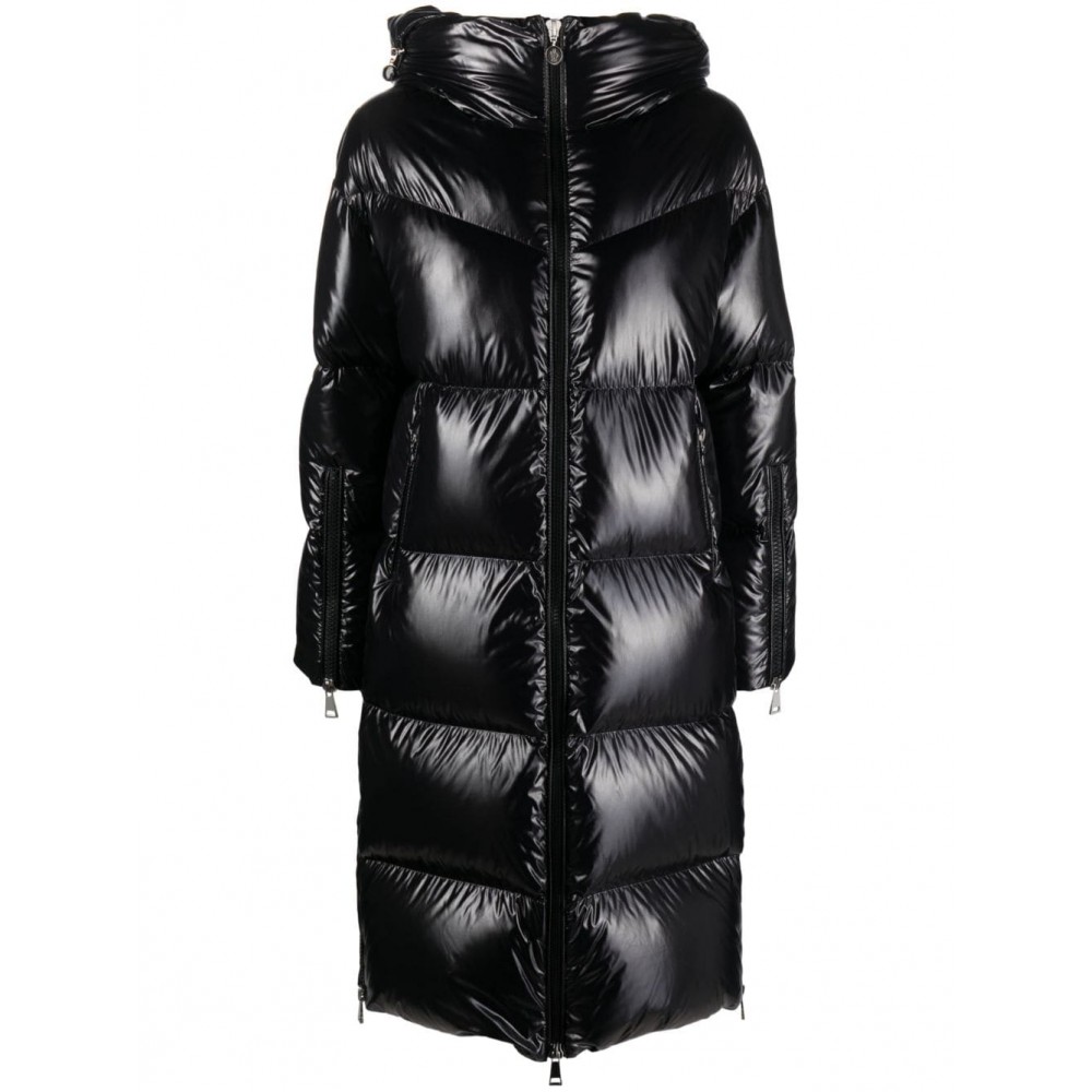 Moncler Long Down Hooded Jacket Black MCS29178