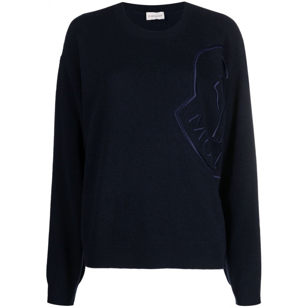 Moncler logo-patch long-sleeve Jumper Blue MCS28991