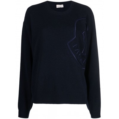 Moncler logo-patch long-sleeve Jumper Blue MCS28991