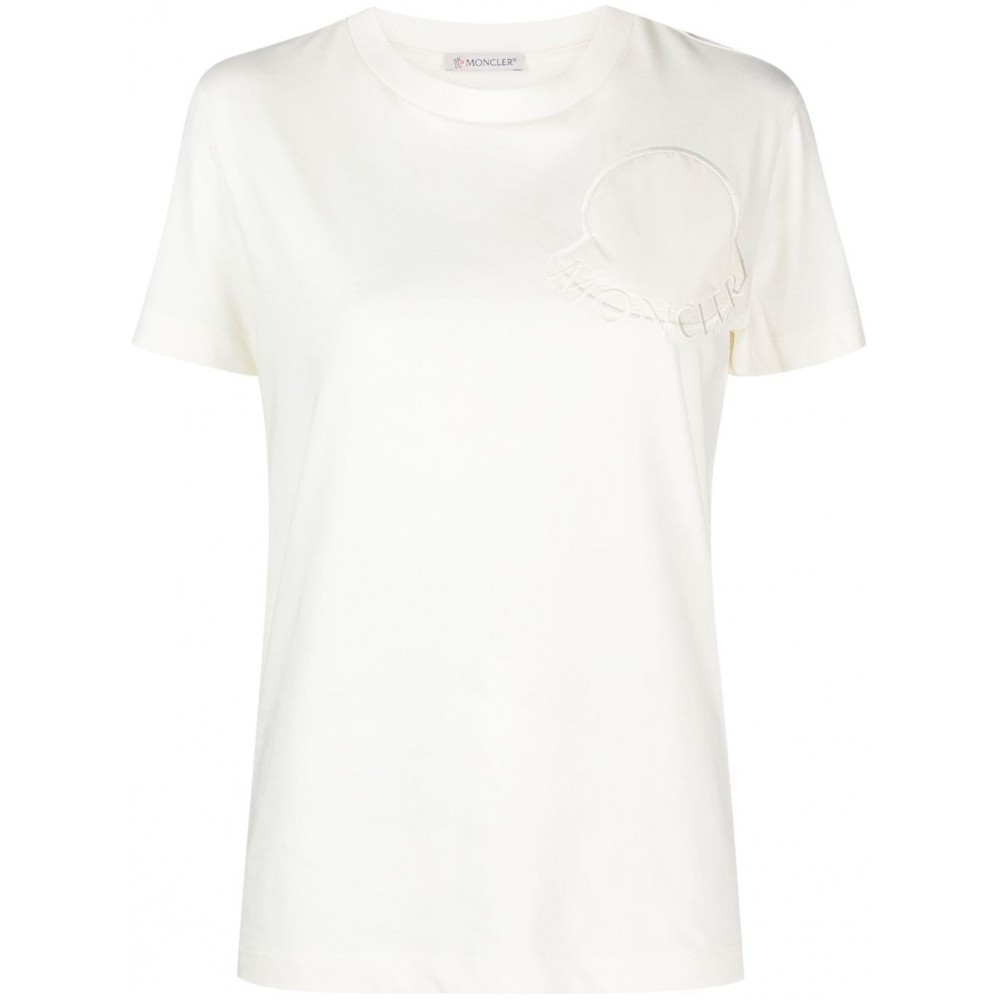 Moncler logo-embroidered Cotton T-shirt Neutrals UKMCS28886