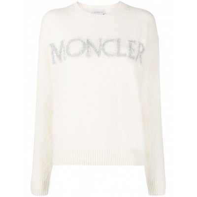 Moncler Metallic logo-intarsia Jumper White MCS29244