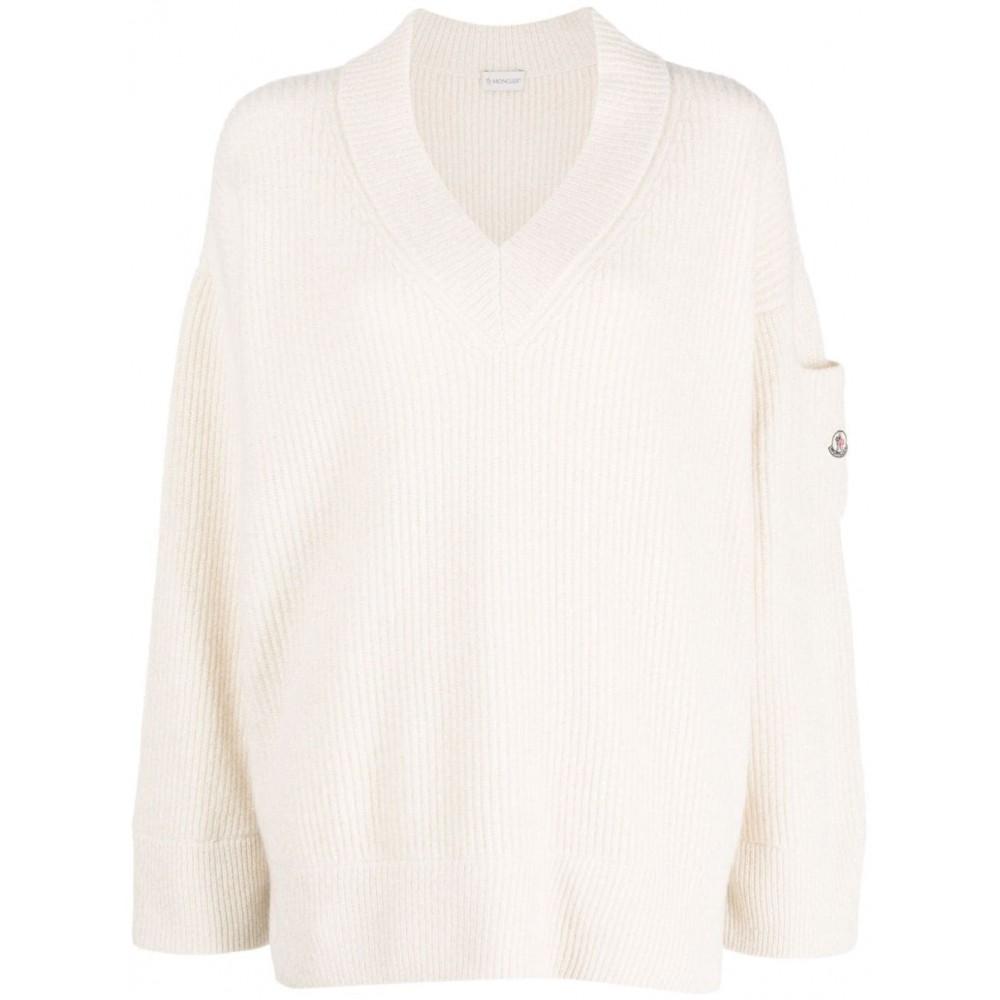 Moncler V-neck wool-blend Jumper Neutrals MCS29628