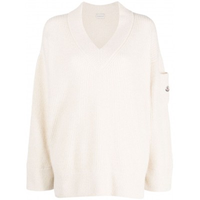 Moncler V-neck wool-blend Jumper Neutrals MCS29628