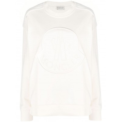 Moncler logo-patch Cotton Sweatshirt Neutrals MCS28936