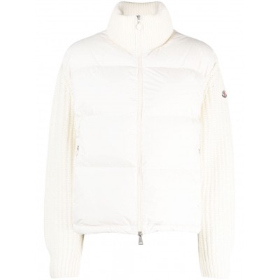 Moncler knit-sleeve Padded Jacket White MCS28674