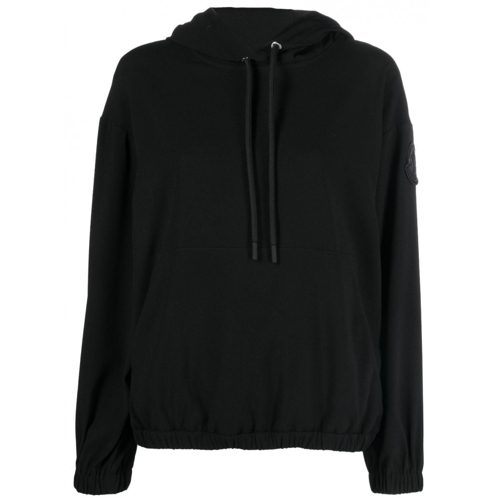 Moncler logo-applique Satin Hoodie Black MCS28835