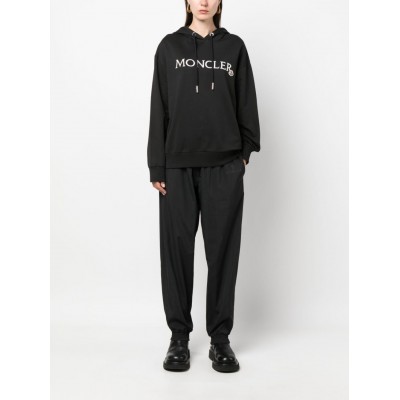 Moncler embroidered-logo Cotton Hoodie Black MCS28443