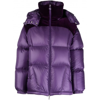 Moncler Meandre velvet-panelled Padded Jacket Purple MCS29230