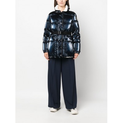 Moncler Herault Belted Puffer Jacket Blue MCS28590