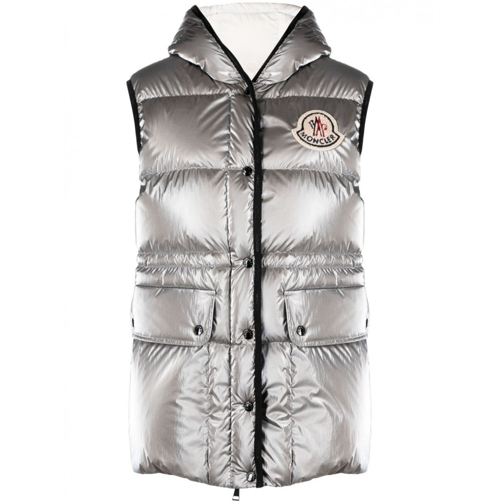 Moncler Hera Hooded Down Gilet Silver MCS28588