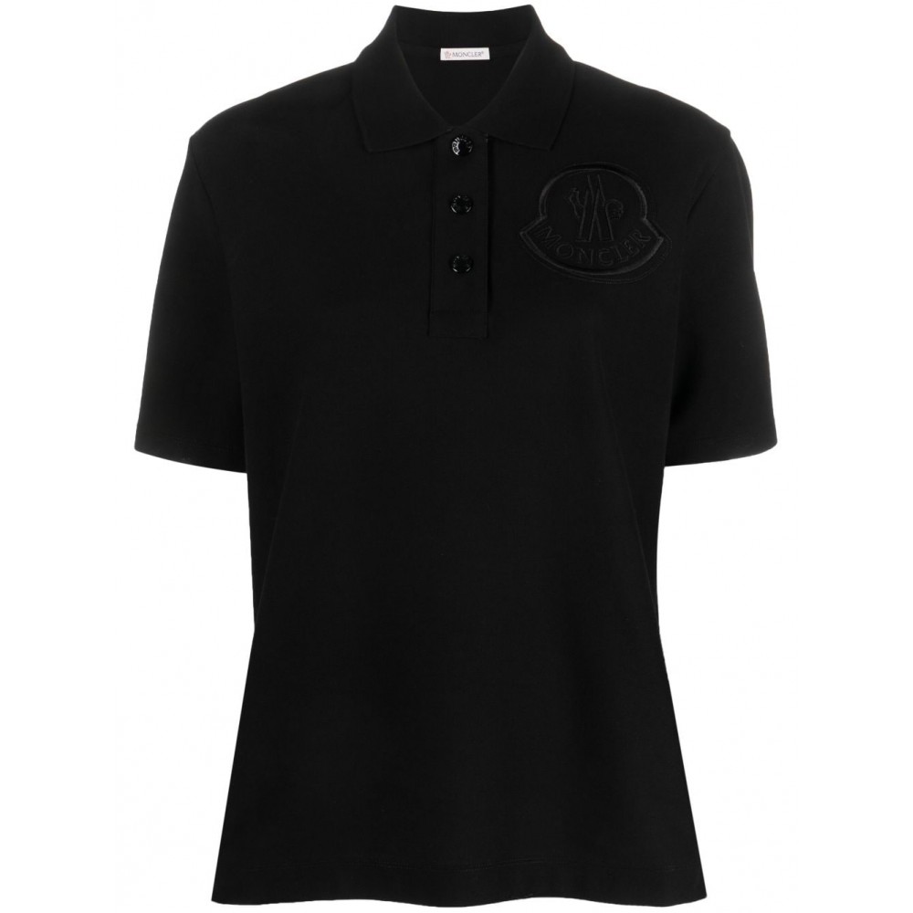 Moncler logo-embroidered Cotton Polo Shirt Black UKMCS28873