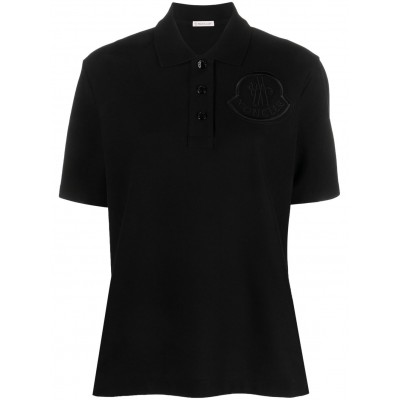 Moncler logo-embroidered Cotton Polo Shirt Black UKMCS28873