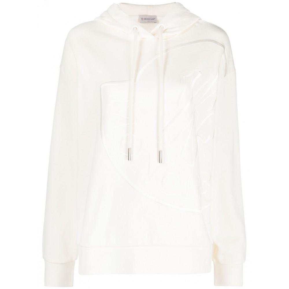 Moncler logo-embroidered Cotton Hoodie White MCS28872