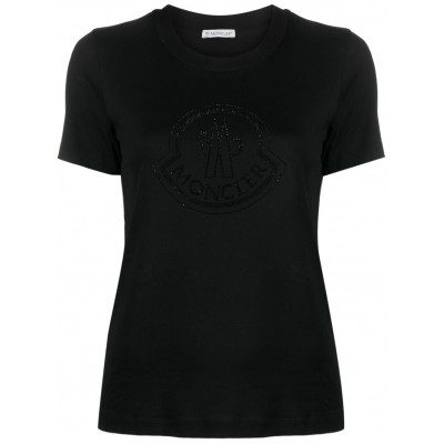 Moncler crystal-embellished Logo Cotton T-shirt Black MCS28362