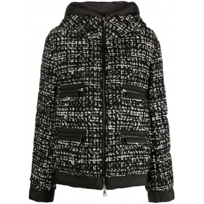 Moncler Orange Panelled Tweed Puffer Jacket Black MCS29287