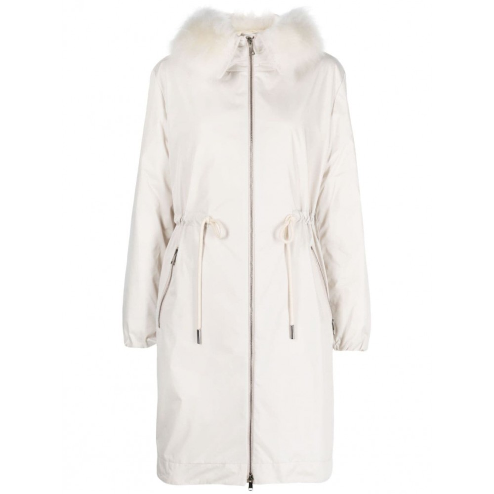 Moncler Hooded zip-up Midi Coat Neutrals MCS28639