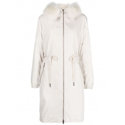 Moncler Hooded zip-up Midi Coat Neutrals MCS28639