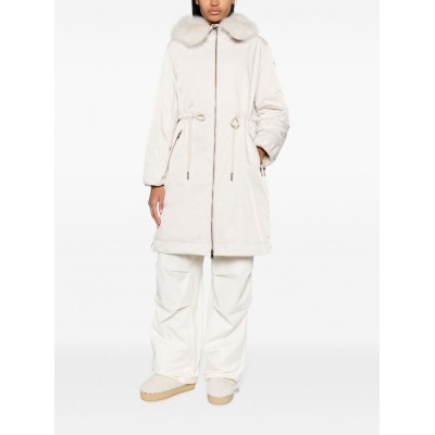 Moncler Hooded zip-up Midi Coat Neutrals MCS28639