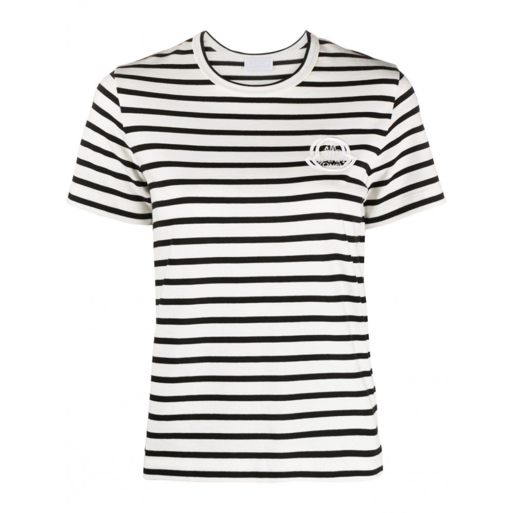 Moncler logo-embroidered Striped T-shirt White MCS28906