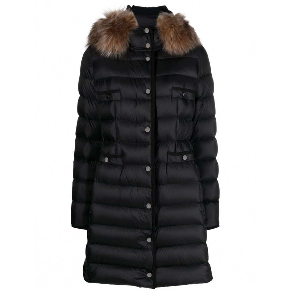 Moncler shearling-trim Hooded Quilted Coat Black MCS29500