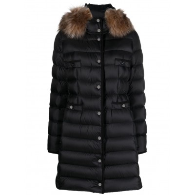 Moncler shearling-trim Hooded Quilted Coat Black MCS29500