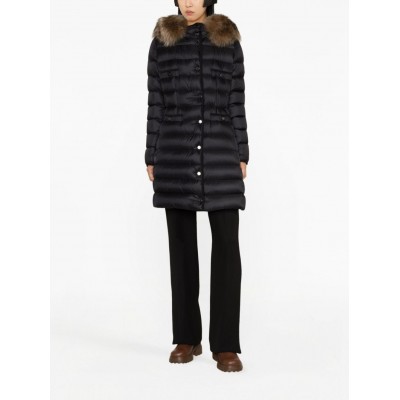 Moncler shearling-trim Hooded Quilted Coat Black MCS29500