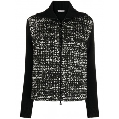 Moncler Padded tweed-panelled Wool Jacket Black MCS29326