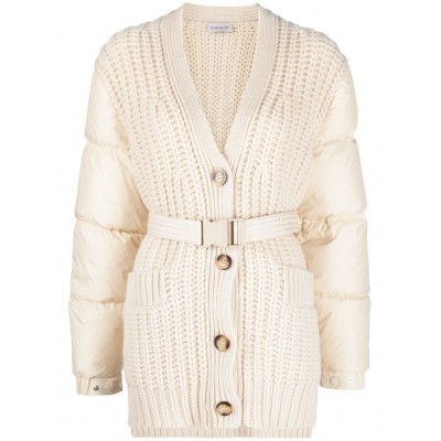 Moncler Panelled Padded cashmere-wool Cardigan Neutrals MCS29370