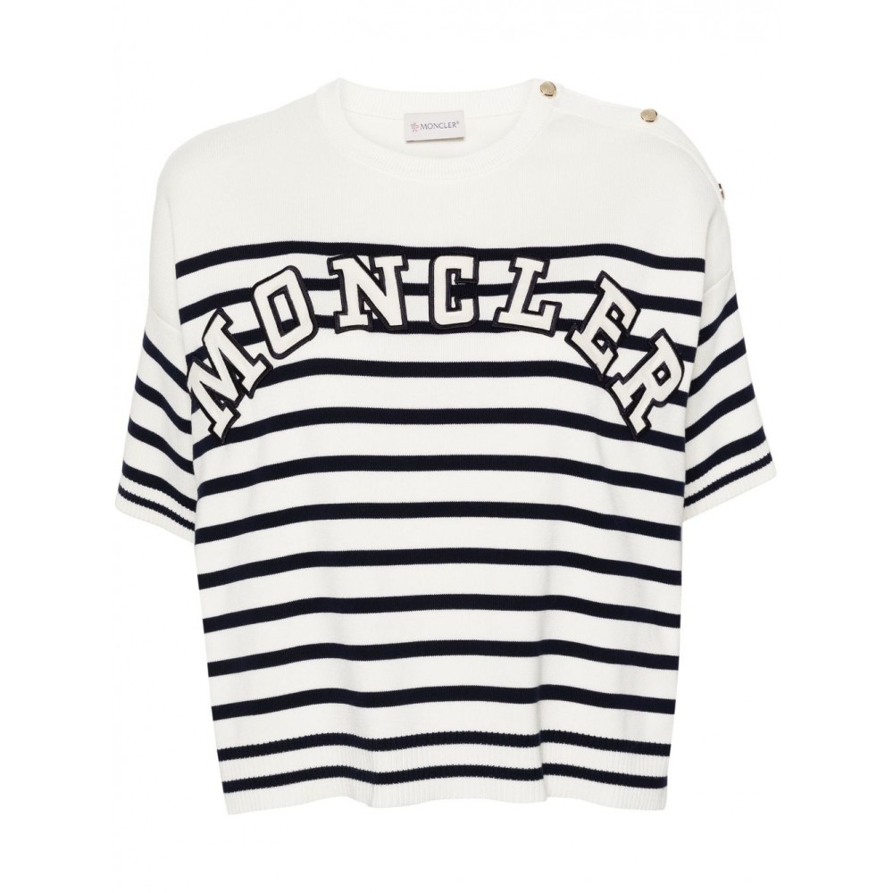 Moncler Striped Cotton Cardigan White MCS29527