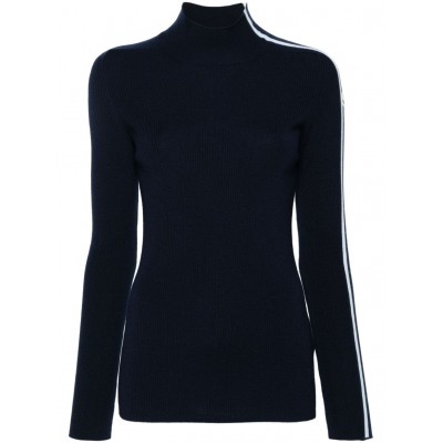 Moncler striped-sleeve virgin-wool Jumper Blue MCS29542