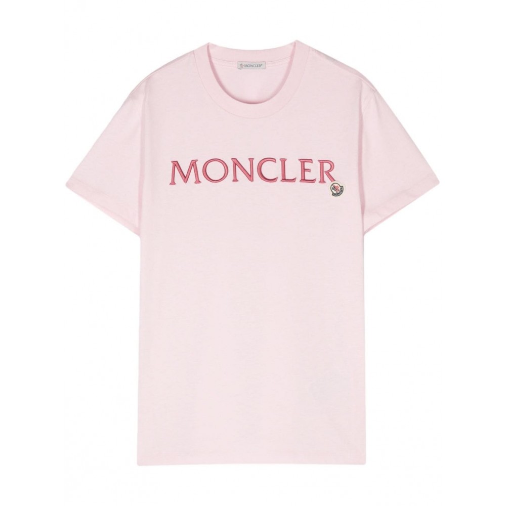 Moncler logo-embroidered Cotton T-shirt Pink MCS28888