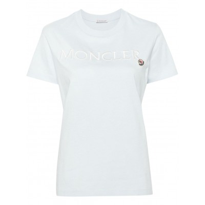 Moncler embroidered-logo organic-cotton T-shirt Blue MCS28450