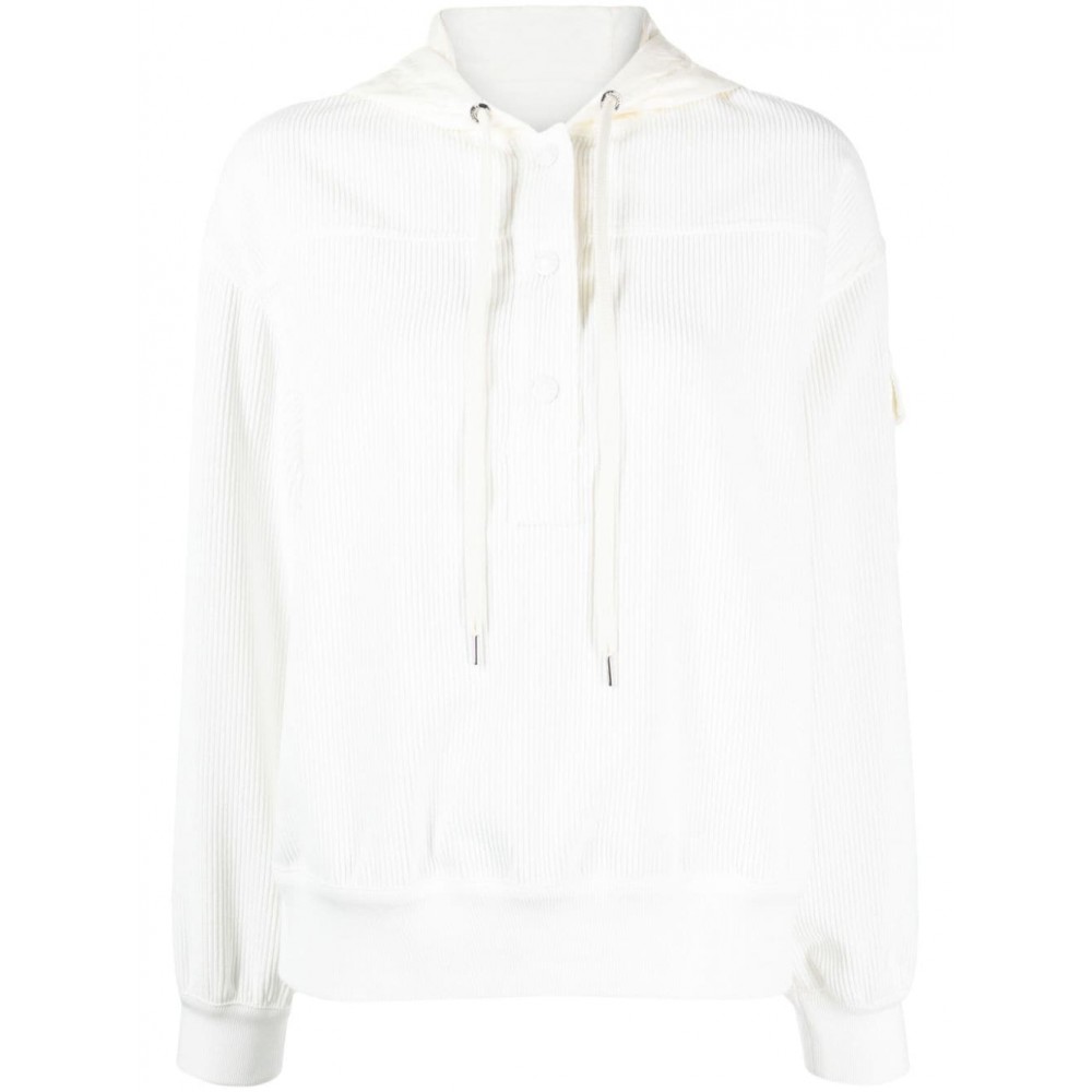 Moncler Corduroy rib-trim Hoodie White MCS28343