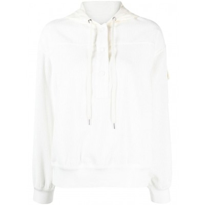 Moncler Corduroy rib-trim Hoodie White MCS28343