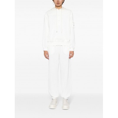 Moncler Corduroy rib-trim Hoodie White MCS28343