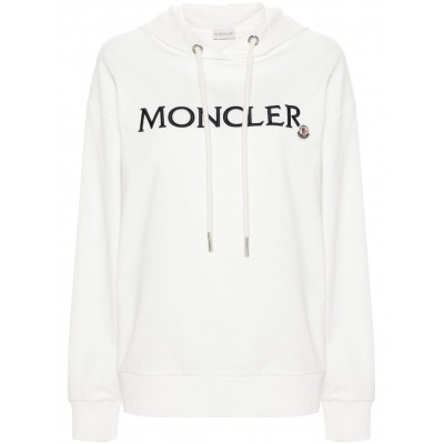 Moncler logo-embroidered Cotton Hoodie White MCS28871