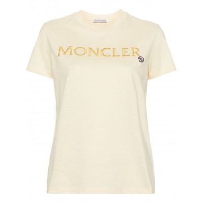 Moncler logo-embossed Cotton T-shirt Yellow MCS28857