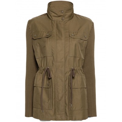 Moncler knit-panelled Military Jacket Green MCS28671